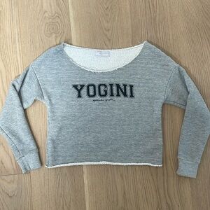 Spiritual Gangster “Yogini” boatneck sweatshirt. Raw hem, size medium.
